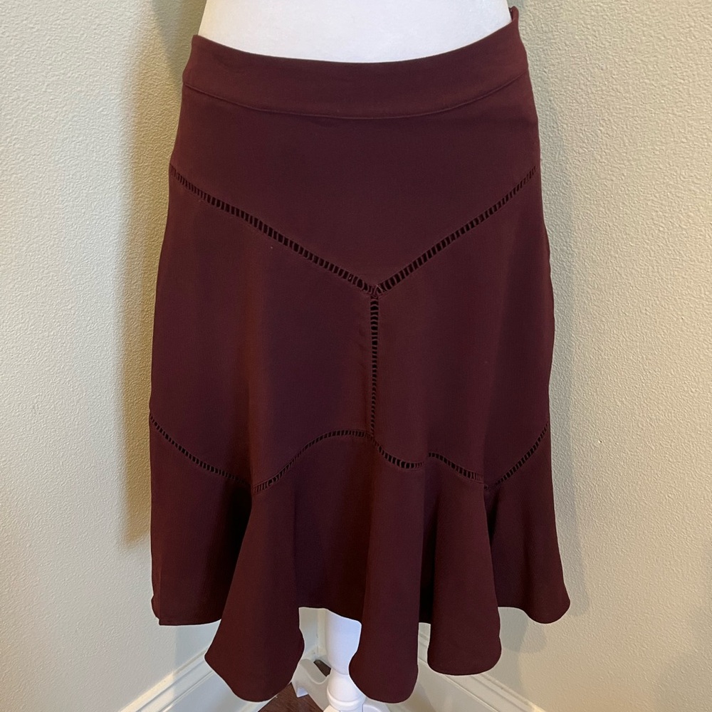 Banana Republic maroon Knee-Length Fit and Flare Skirt